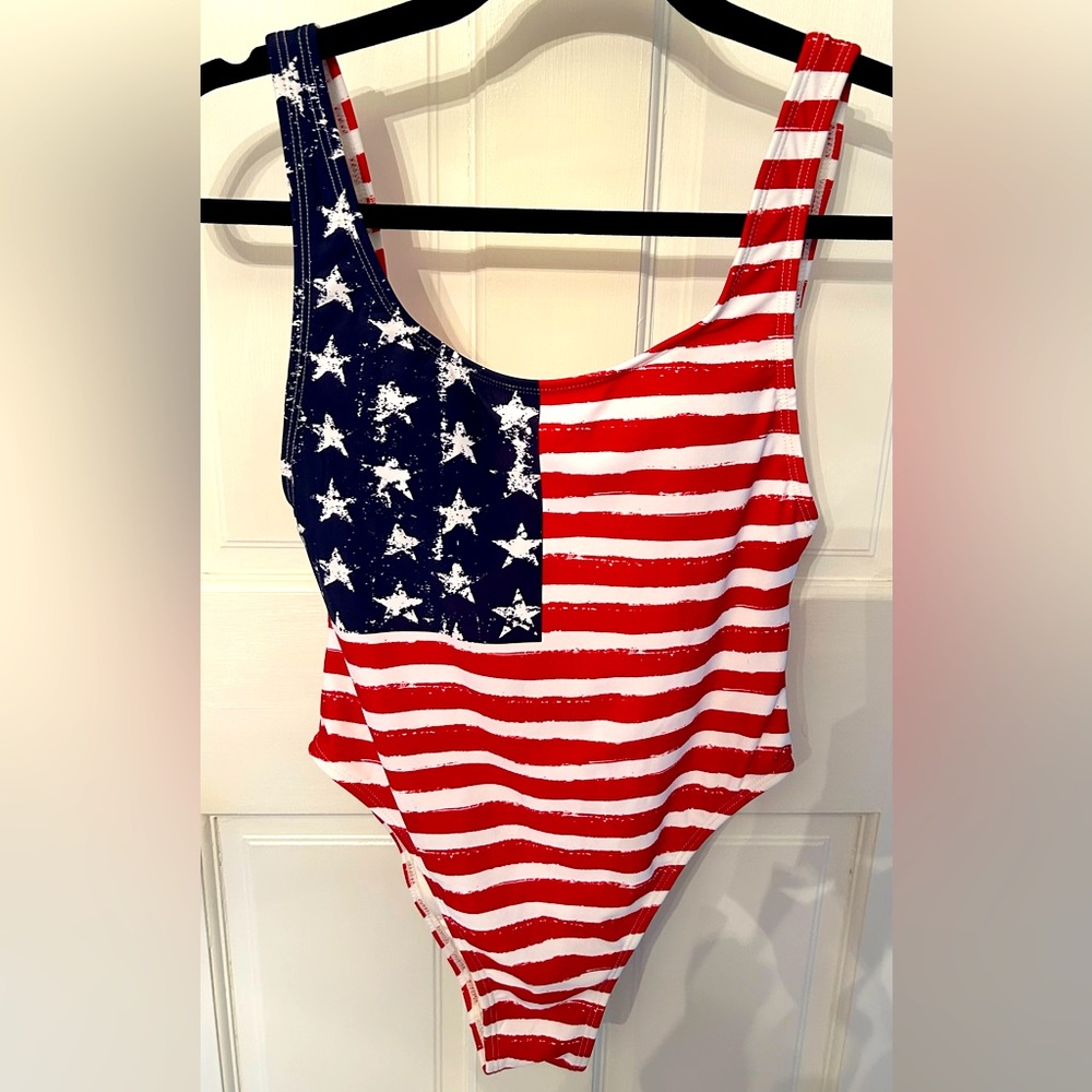 American flag one-piece bathing suit NWOT